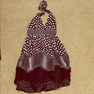 BCBGMAXAZRIA Black & White Polkadot Halter Dress